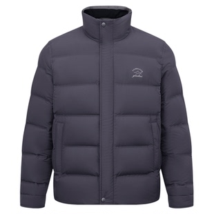 【鹅绒】德鲨男装藏青色立领羽绒服2025冬季短款保暖外套