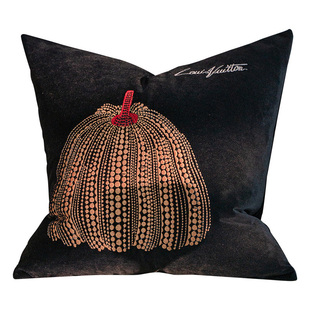 艺术抱枕衍生品波点南瓜沙发黑靠垫靠枕现代复古中古风床头靠背垫