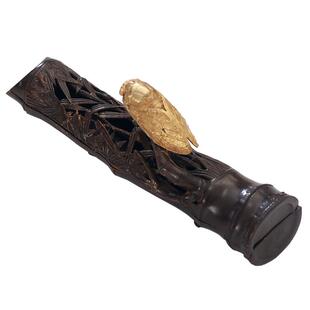 全铜复古卧香炉线香插家用室内知足常乐创意书房香盒香薰炉摆件