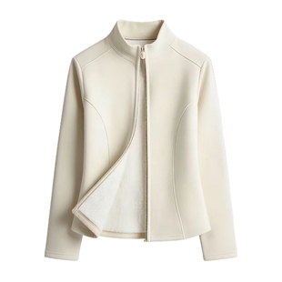 羊羔绒抓绒短外套女秋冬季休闲女装修身加绒加厚保暖瑜伽立领上衣