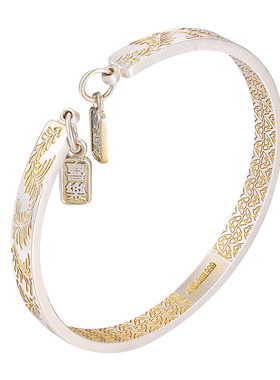 足银999平安喜乐描金开口手镯