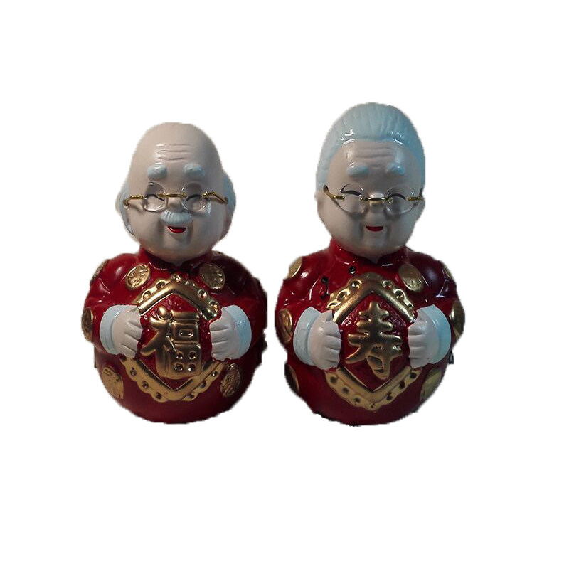 福寿陶瓷公公婆婆老头老太太摆件