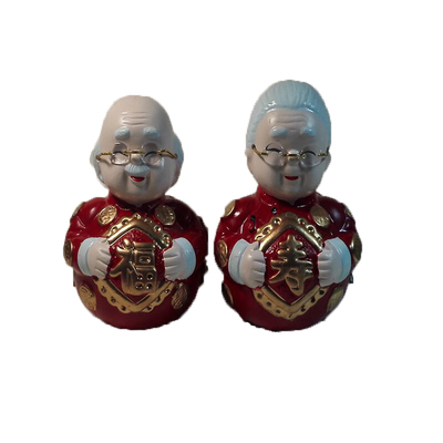 福寿陶瓷公公婆婆老头老太太摆件