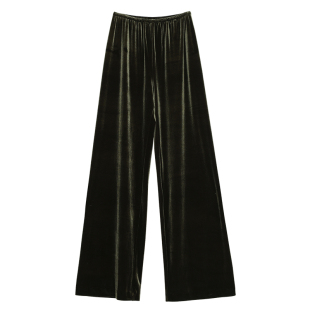 Carolingian極简松弛B入!韩国进口细腻丝绒休闲阔腿裤空气裤神裤