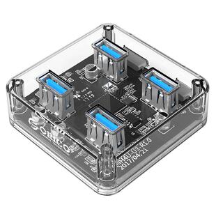 奥睿科笔记本usb扩展器多接口hub集线器3.2透明typec拓展坞桌面分线器转换器带供电适用mac平板台式电脑