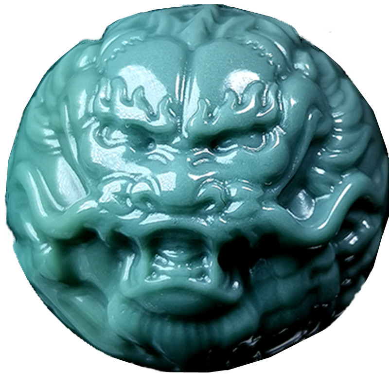 天然阿拉善玛瑙蓝绿龙珠存珠阁