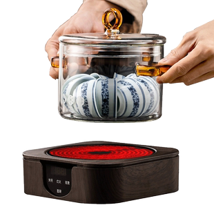 孟瀚玻璃消毒锅茶洗带盖洗茶器可明火耐高温特大号电陶炉煮茶杯器