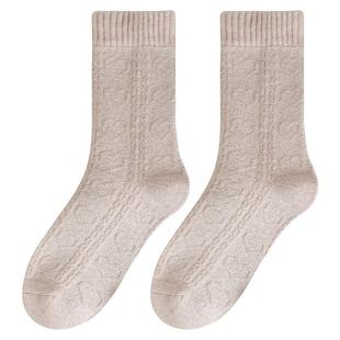 粉色袜子女款秋冬季中筒袜加厚加绒保暖甜系少女可爱毛圈长袜冬天