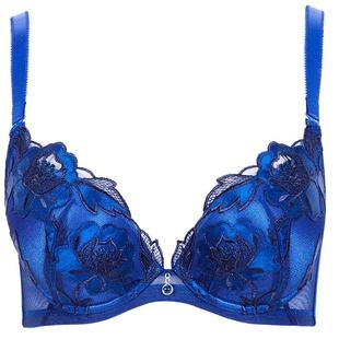 古今女士上薄下厚深V性感刺绣牡丹聚拢文胸罩红色内衣女 0H885