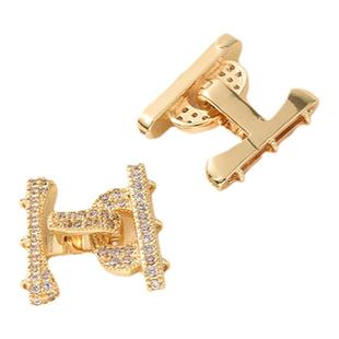 18K包金微镶锆石三排珍珠扣手工diy手链项链收尾可打开白金色搭扣