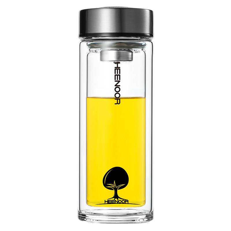 希诺男士玻璃杯双层高档办公茶杯