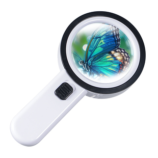 陌华手持式阅读电子维修专用放大镜高清正品老人用60倍看书用儿童学生专用带环形护眼灯真玻璃不伤眼非100倍