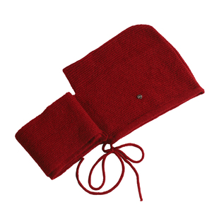 连帽披肩帽子一体秋冬男女保暖实用纯色针织两用围巾洋气百搭红色