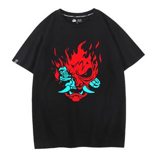 秀洛赛博朋克2077短袖男T恤cos科幻3d游戏周边衣服潮流宽松打底衫