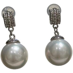 《月华流转》10-11mm天然正圆淡水珍珠耳坠优雅气质耳环S925纯银