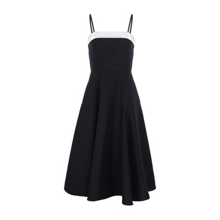 LYNEE【赫本裙】优雅抹胸收腰大摆小黑裙 黑白拼接连衣裙礼服裙