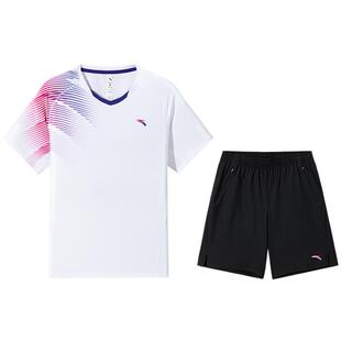 安踏速干羽毛球套装男夏季透气专业运动两件套训练运动服短袖短裤