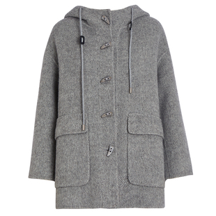 【商场同款】秸熙25冬新款绵羊毛学院风双面呢大衣廓形感连帽外套