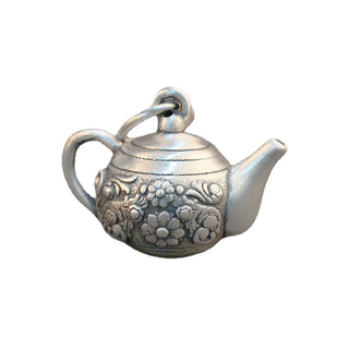 s990足银复古小茶壶吊坠把把壶挂件把时间过成一壶清茶一本好书