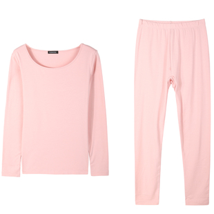 雪竹内衣秋冬女士保暖套装德绒秋衣秋裤棉毛衫基础打底磨毛17520