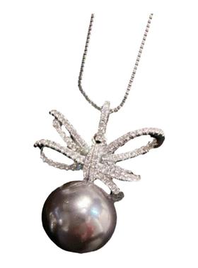 古巴比伦猎豹珍珠戒指 大溪地 钢琴黑海水贝珠花朵锆石戒指 项链