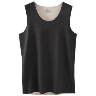 健丹鸟蚕丝羊毛保暖背心男款德绒发热加绒秋季无痕上衣打底内穿冬