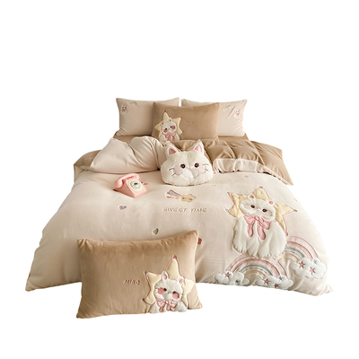 【小红书推荐】可爱牛奶绒四件套