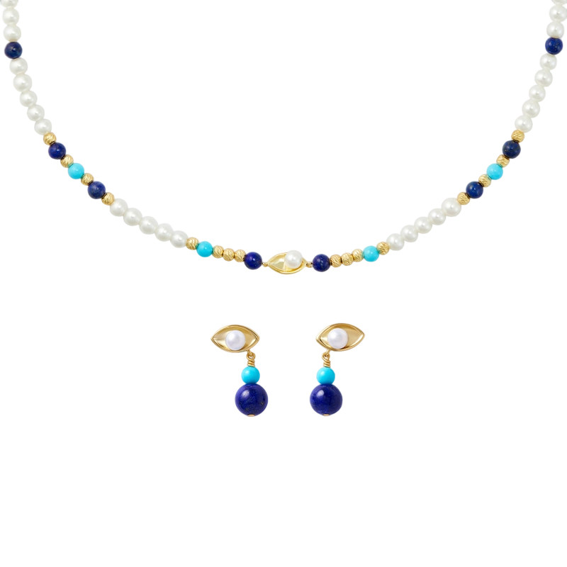 CIGALONG龙梓嘉玉兰花瓣绿松石项链耳钉原创新品新中式珠宝