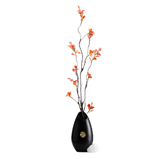 石来运转入户玄关壁龛摆件插花细长花瓶客厅电视柜新年高级感装饰