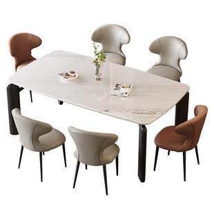 全友家居现代轻奢高级感微晶石餐桌椅组合客厅家用实木腿吃饭桌子