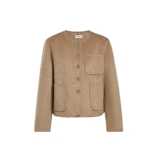 FIVE PLUS牦牛绒双面呢大衣通勤圆领长袖宽松羊毛长袖毛呢外套女