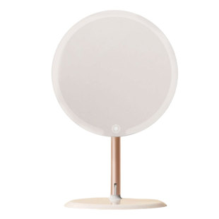 双轴化妆镜带灯台式桌面学生宿舍led梳妆镜折叠便携充电补光镜子