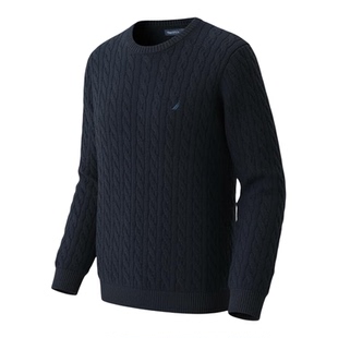 NAUTICA/诺帝卡男装秋冬款棉羊毛混纺柔软细腻老钱风毛衣SO4306