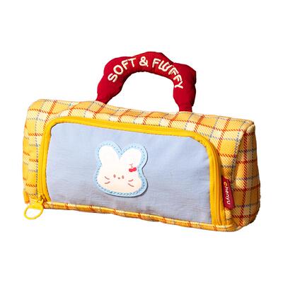 三年二班格纹提手笔袋