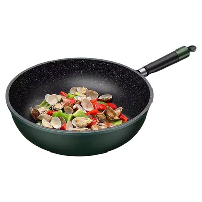 麦饭石炒锅家用不粘锅电磁炉适用