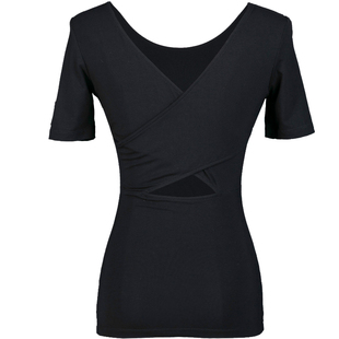 拉丁舞服专用练功服女上衣服装舞衣网纱新款成人春夏黑色长袖YS49