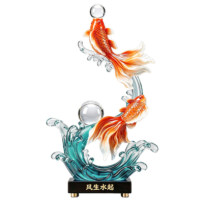 风生水起招财锦鲤鱼摆件
