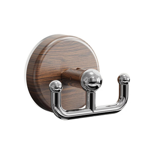 木纹吸盘挂钩真空双钩免打孔浴室卫生间门后挂钩强力承重粘钩无痕