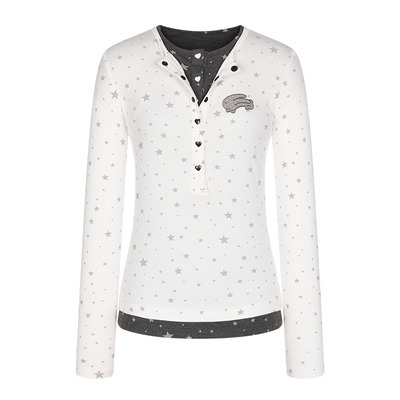 亨利领假两件灰白波点上衣