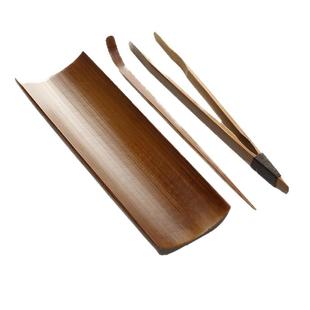 炭化茶则三件套投茶器竹制无漆茶则禅意茶勺茶夹茶荷茶拨茶具配件