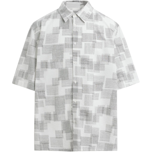 柜319！夏季男装宽松印花泡泡纱短袖衬衫7380555 022衬衣7380/555