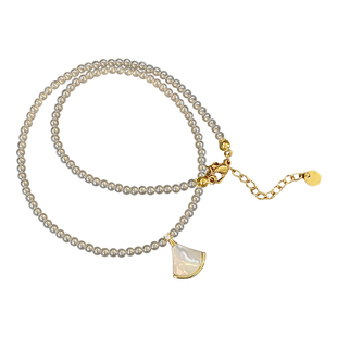 S家小米珍珠项链女士轻奢复古气质高级感女款贝母吊坠锁骨链颈链