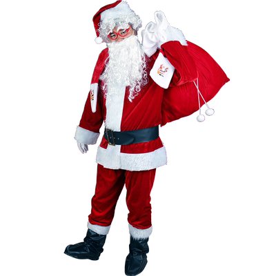 圣诞老人服装魔术贴宽大白色门襟