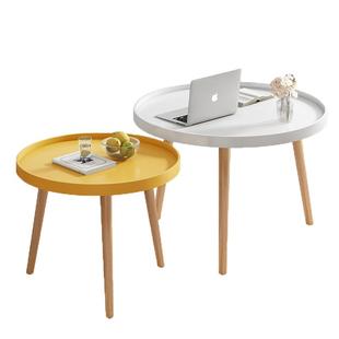 奶油轻奢设计感小茶几家用客厅阳台小桌子实木创意休闲组合小圆桌