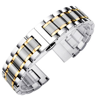 titus铁达时手表带钢带男女天长地久不锈钢表链蝴蝶扣机械表配件