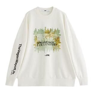 【甄选折扣】VWL卫衣女 春秋美式白黑色oversize长袖T恤 反季清仓