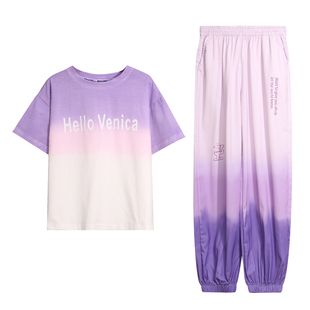 女童运动套装2025新款夏天洋气时髦短袖冰丝裤两件套大童夏装薄款