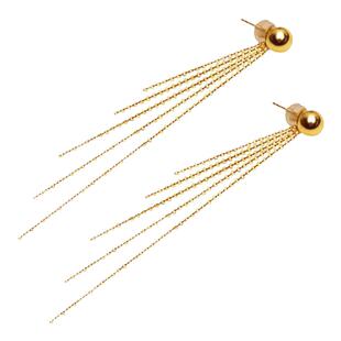 18k金长款流苏耳线diy配件材料百搭珍珠小流苏女黄金耳坠耳环耳钉