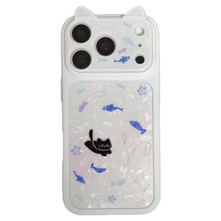 童趣猫耳海洋潜水小黑猫适用iPhone17手机壳苹果17promax女款18pro新款15防摔16pro保护套夏日软萌可爱清凉感