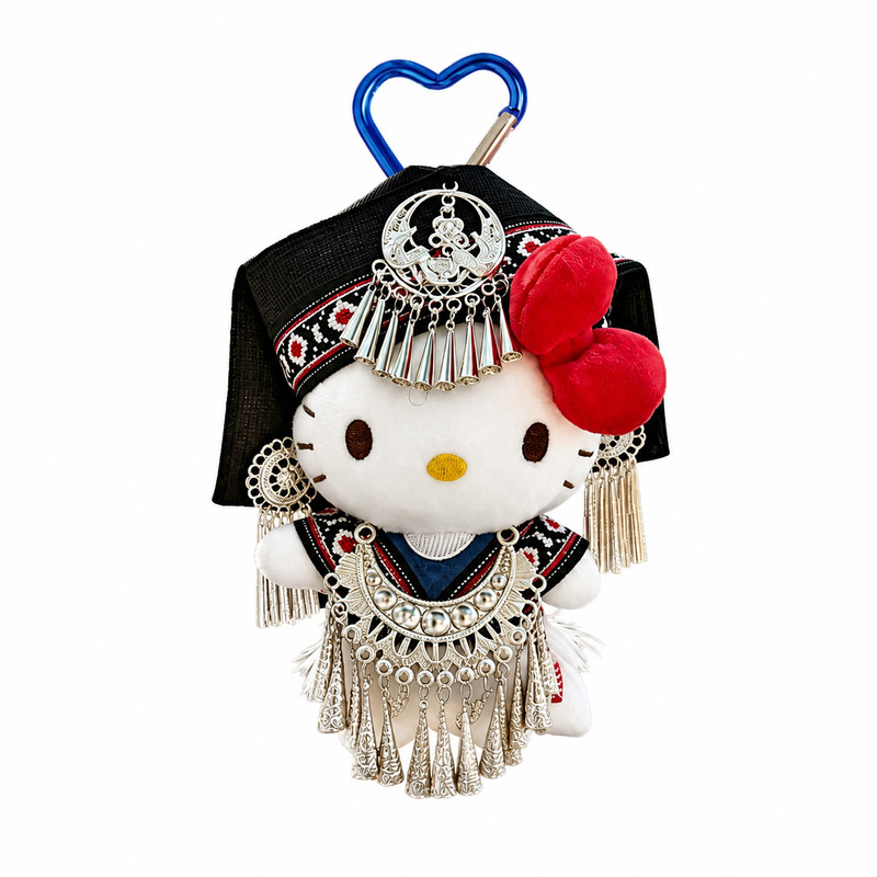 正版HelloKitty苗族少女系列毛绒包包挂件挂饰可爱钥匙扣伴手礼